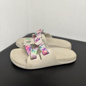 Chaco Chillos Kids Girls White with Tie Dye Sandals Slides Size 5 Junior's
